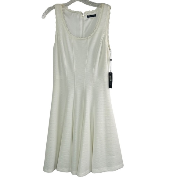 NWT Tommy Hilfiger Ivory Cream Scalloped Pique Fit & Flare Dress 6 - Picture 2 of 14